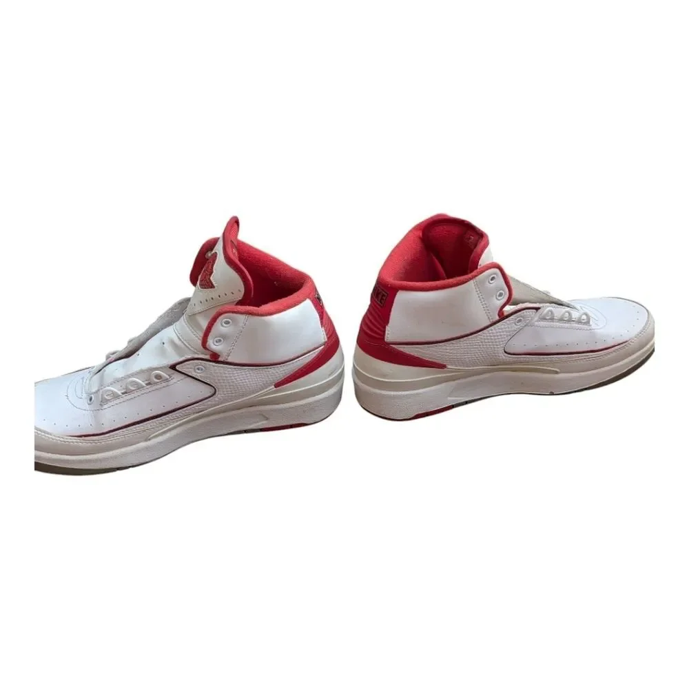 Nike Air Jordan 2 Retro White Red Shoes Jumpman 6Y Big Kids Basketball Sneakers
